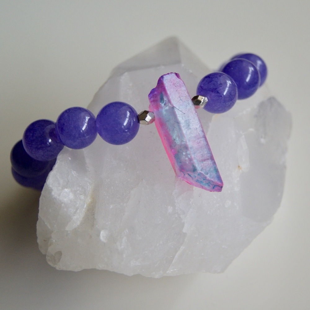 Purple Quartz Crystal Mala Bracelet